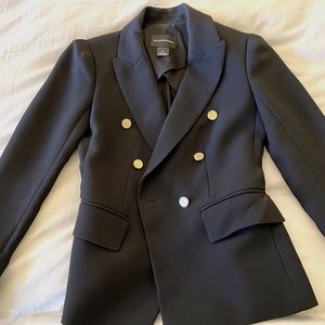 Fitted Black Club Monaco Blazer with Gold Buttons